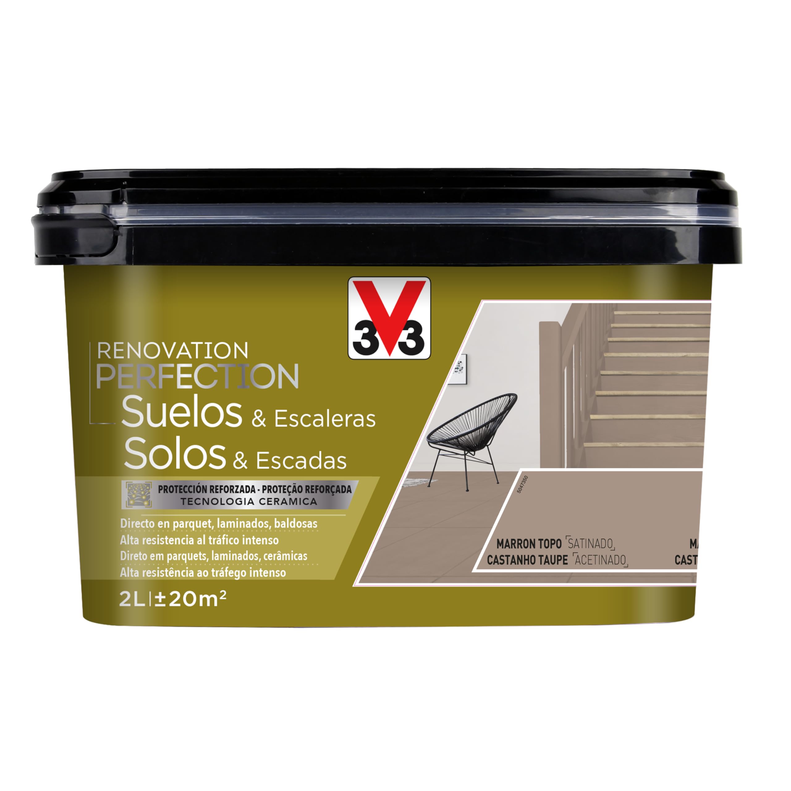 V33 Esmalte Renovation Perfection Suelos Marrón Topo Satinado 2L