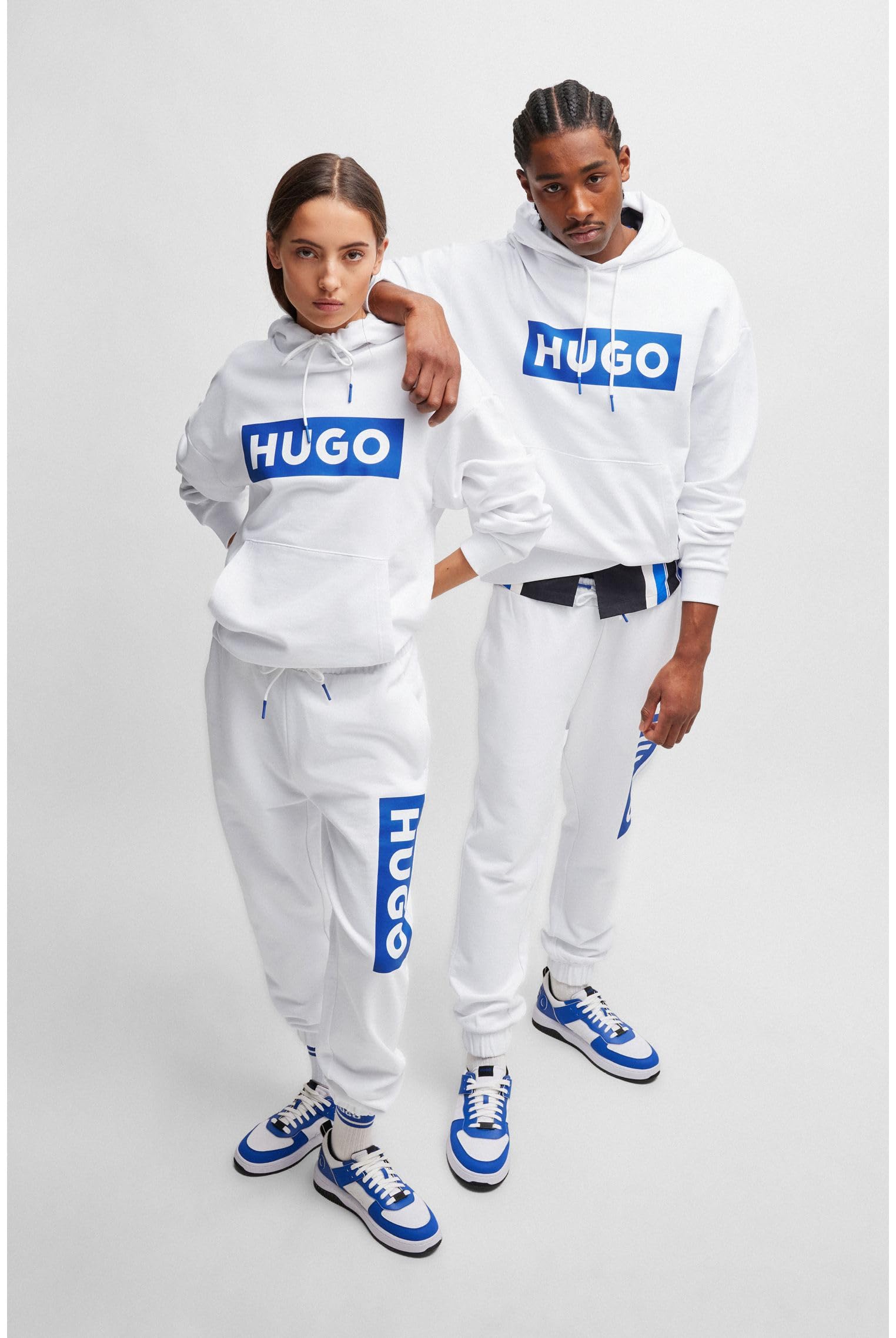 HUGO Herren Nalves Hoodie aus Baumwoll-Terry mit rechteckigem Logo-Print