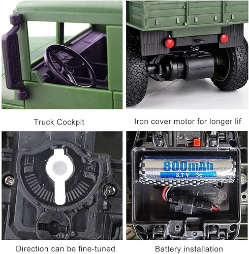 Miniatura 4 de XINGRUI - Camión militar a control remoto tiempo de juego de 50 minutos JJRC Q69 Off-Road Coche a control remoto 24 GHz 4WD vehículo de juguete en