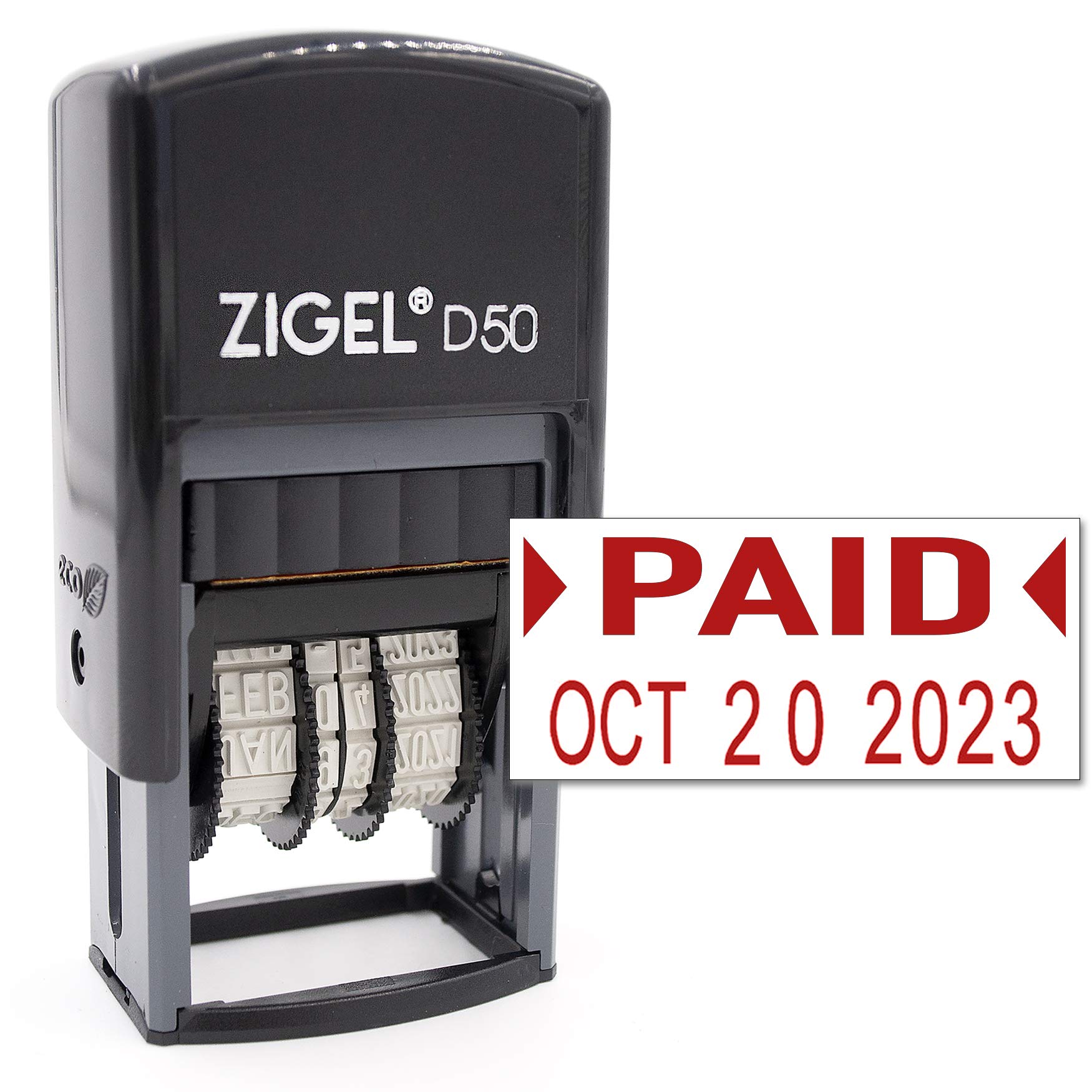 ZIGEL D50 Date Stamp with Paid - Self Inking Date Stamp - Red