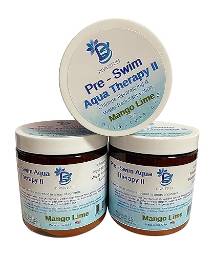 Miniatura 9 de Diva Stuff Pre-Swim Aqua Therapy Loción Corporal Neutralizante de Cloro, protege la piel del cloro y el agua salada (resistente al agua de lima