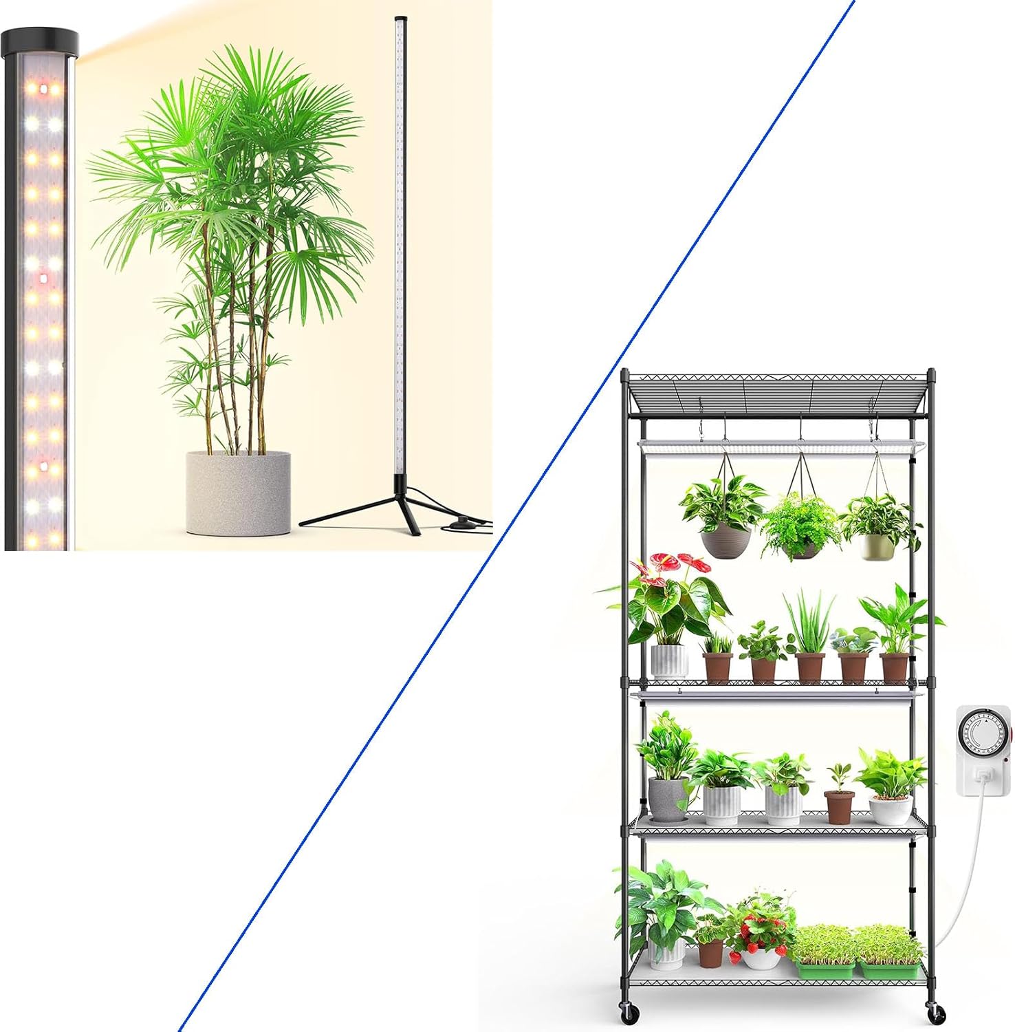 Barrina Grow Lights for Indoor Plants with Stand and CX3 Plant Stand with Grow Light