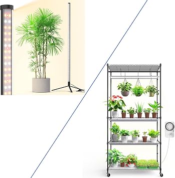 Barrina Grow Lights for Indoor Plants with Stand and CX3 Plant Stand with Grow Light