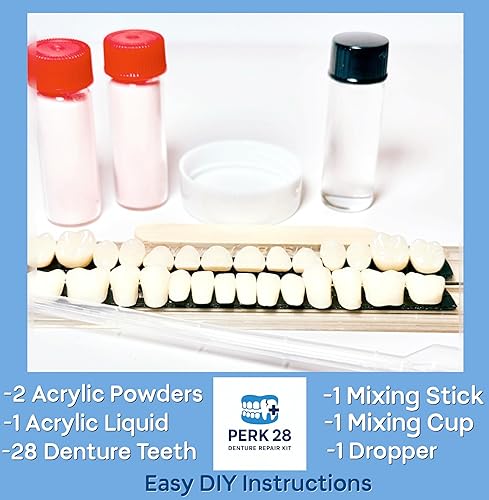 Miniatura 3 de PERK Kit de reparación de dentaduras postizas con 28 dientes