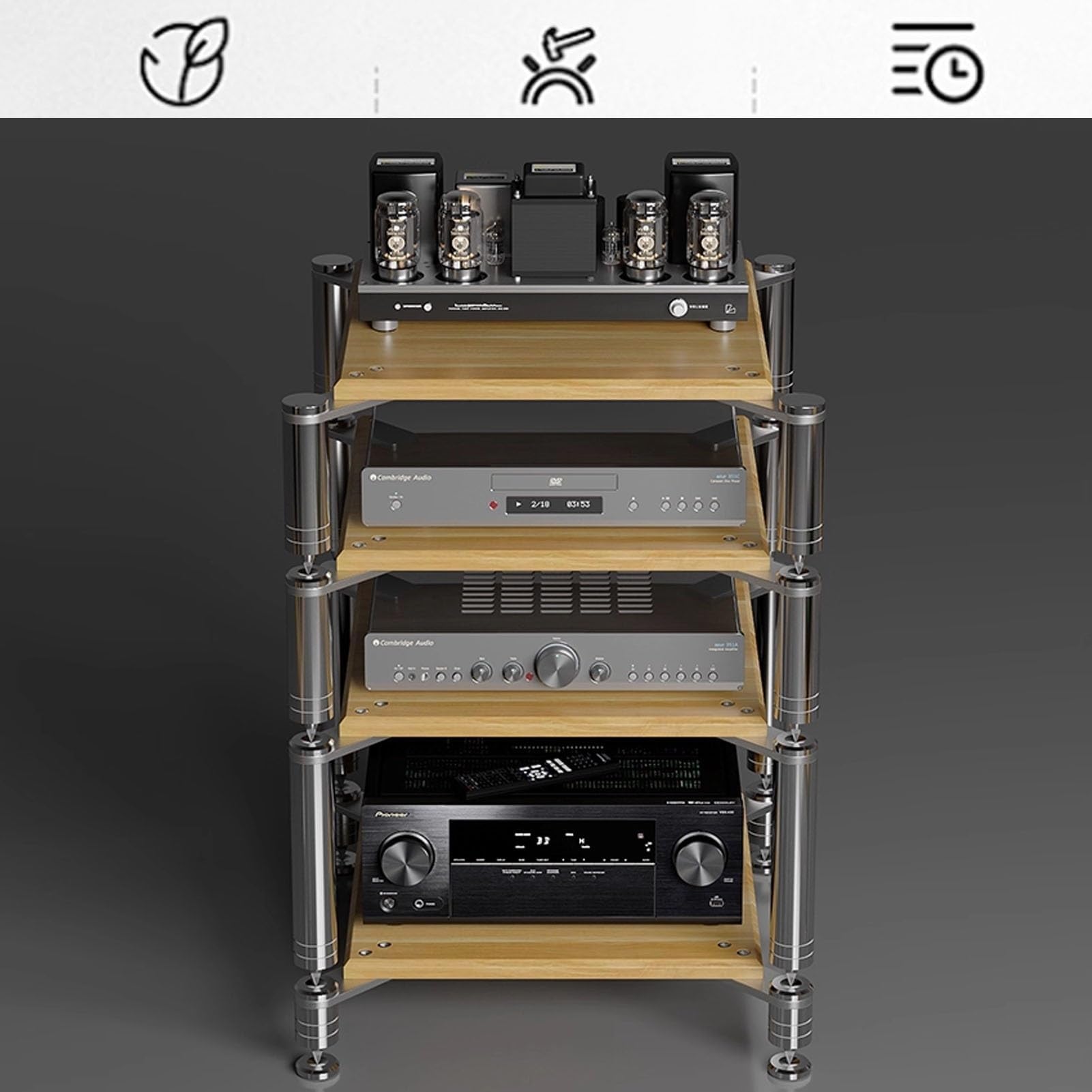 Armadio stereo – mensola per proiettore, supporto audio-video, supporto AV multimediale, armadio aperto per componenti stereo con piedini ammortizzanti, armadio multifunzione (#a, 59 x 59 x 80 cm)