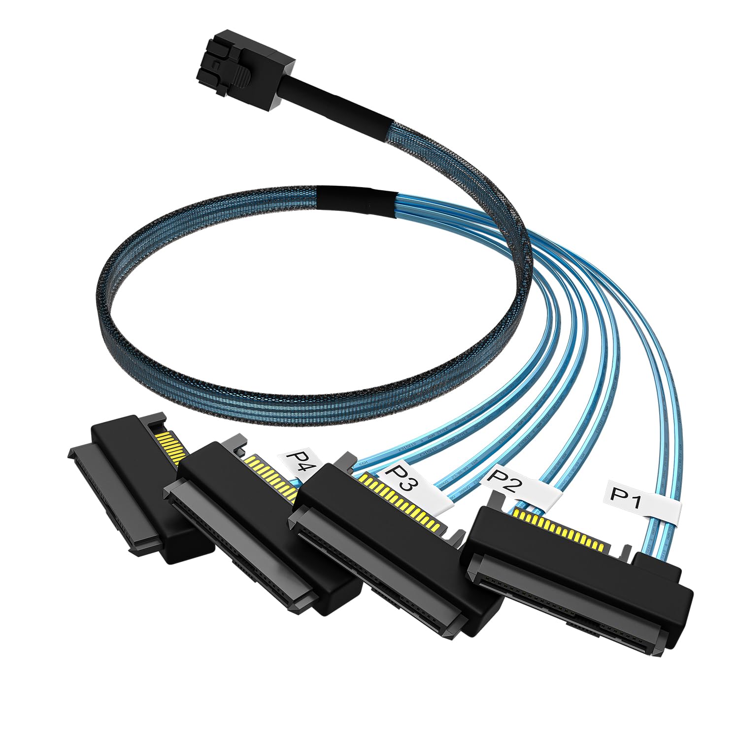 CableDeconn Mini SAS SFF-8643 Vers 4x SFF-8482 29 Broches + Alim 15 Broches – Câble Interne 12 Gbps 1 M
