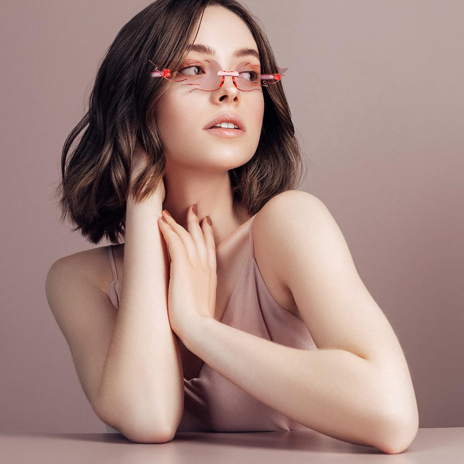 10/20 Pack Star/Heart Shape/Round/Butterfly/Cat Eye/Rectangle/Fire Rimless Tinted Party Sunglasses Color Glasses - Image 7