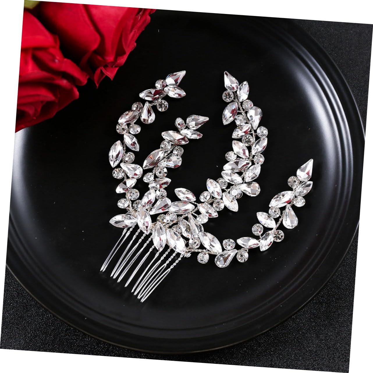 Ipetboom Pettine da Sposa con Cristalli Incastonati in Metallo, Accessorio per Acconciature Eleganti e Sofisticate