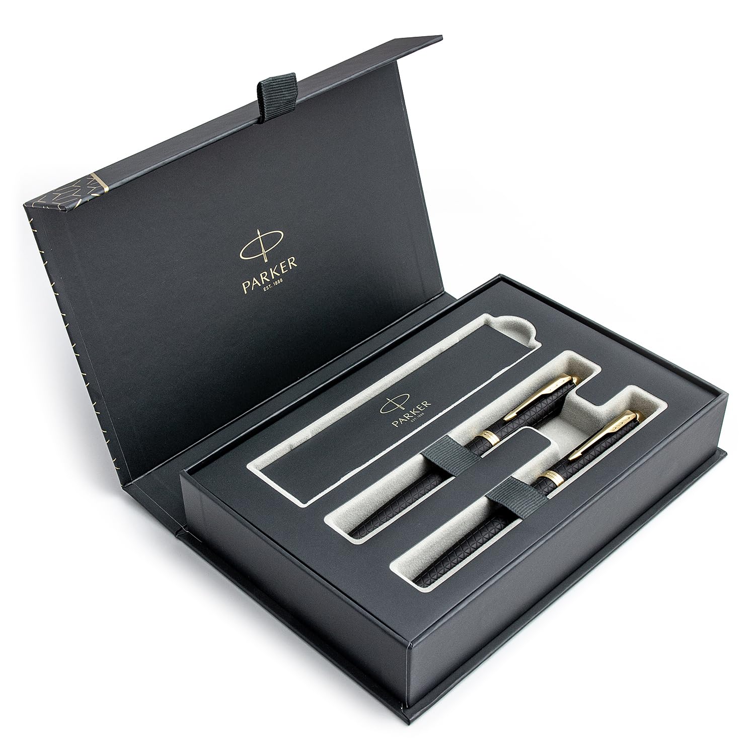 Parker IM Pen Set - Füller & Tintenroller - Sandstrahl Schwarz Gold Trim - Mit Geschenkbox Elegantes Schreibgeschenk für Profis