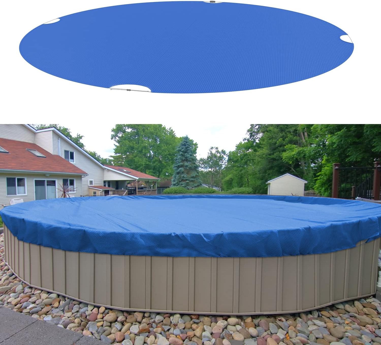 Solar Pool Cover Mophorn 15 Ft Round Pool Cover, Solar Covers For Above Ground Pools Safety Pool Cover With Drawstring Design 420d Oxford Fabric Winter Pool Cover Waterproof And Dustproof Black 82920120