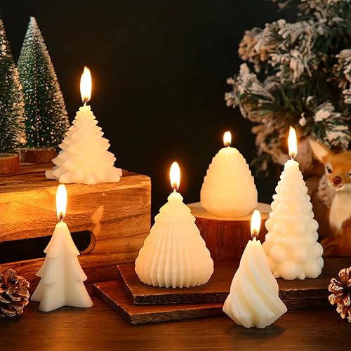Miniatura 3 de 6 velas de soja de Navidad, velas perfumadas de invierno, velas de cono de árbol de Navidad, decoración del hogar, vela de piña hecha a mano para