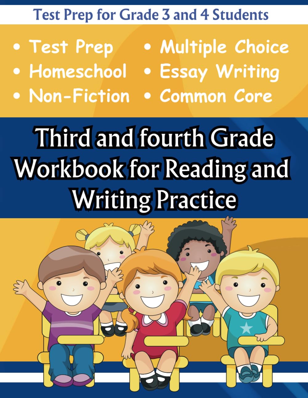 Third and fourth Grade Workbook for Reading and Writing Practice Test