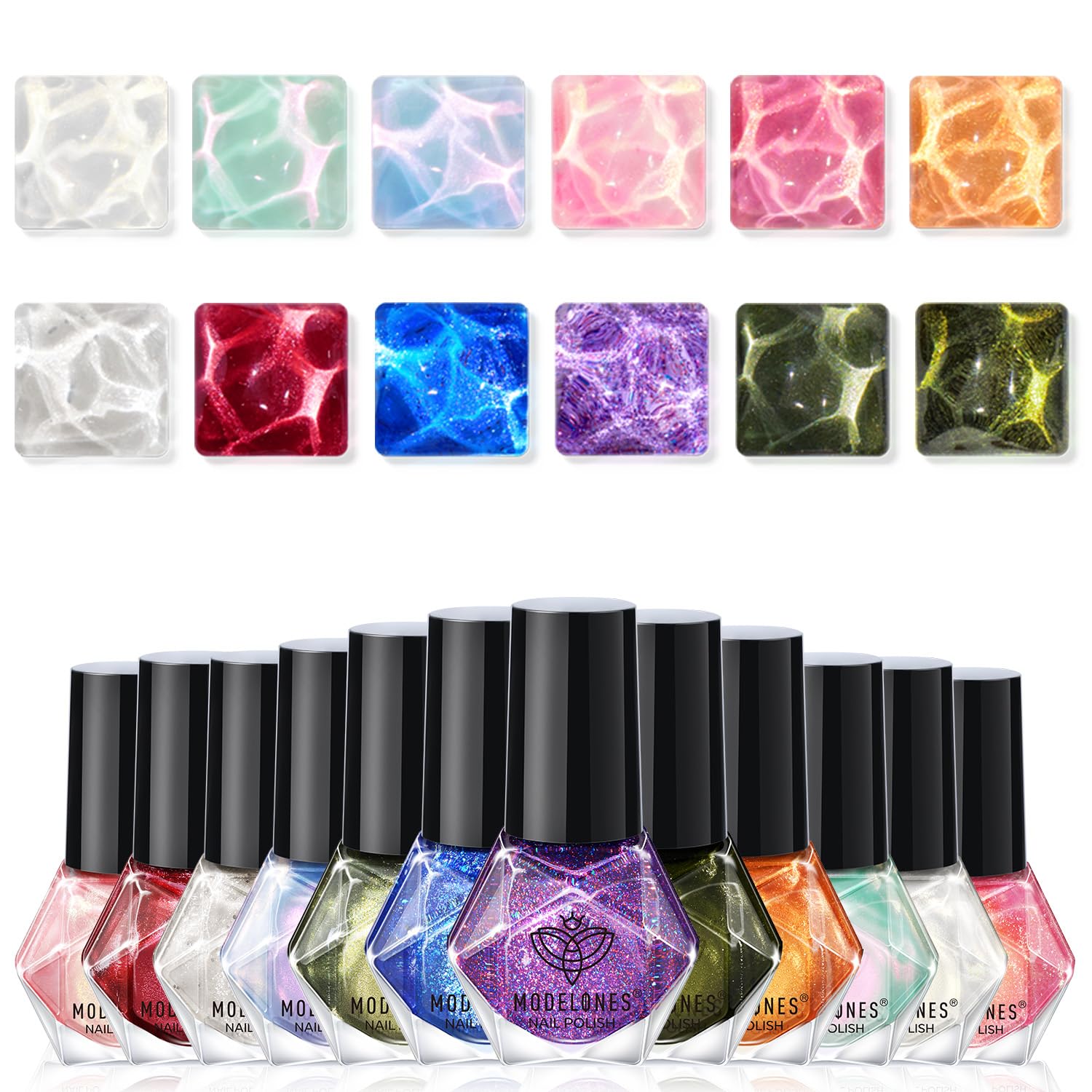 modelones Nail Polish Set, 12 Colors Winter Sparkle Dark Green Red Glitter Silver Champagne Burgundy Gold Nail Polish Set Quick DIY Finger Nail Polish