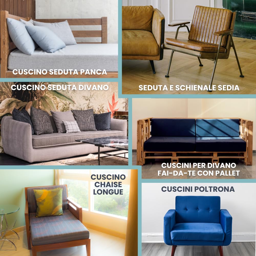 TENDAGGIMANIA Gommapiuma per Imbottitura Densità 30 - Gommapiuma Spessore 8 CM - Misura 100cm x 150 cm - Gomma Piuma per Cuscini Divano Anche per Poltrona e Divano Letto