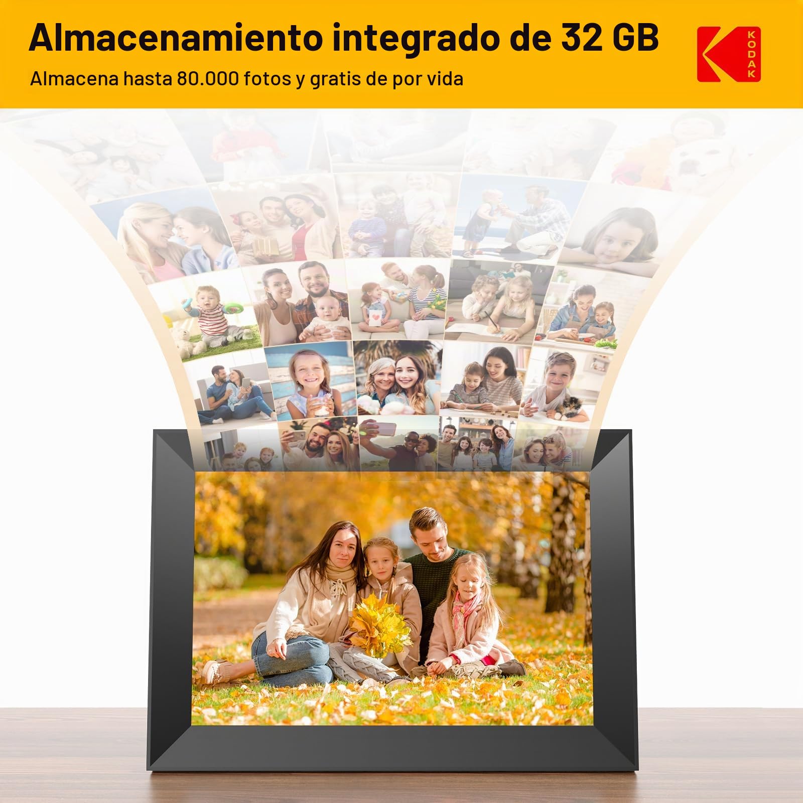 Kodak Marcos Fotos Digitales WiFi de 10.1 Pulgadas con Pantalla Táctil IPS en Alta Definición, 32 GB RAM y Capacidad de Compartir Fotos y Videos Mediante la App