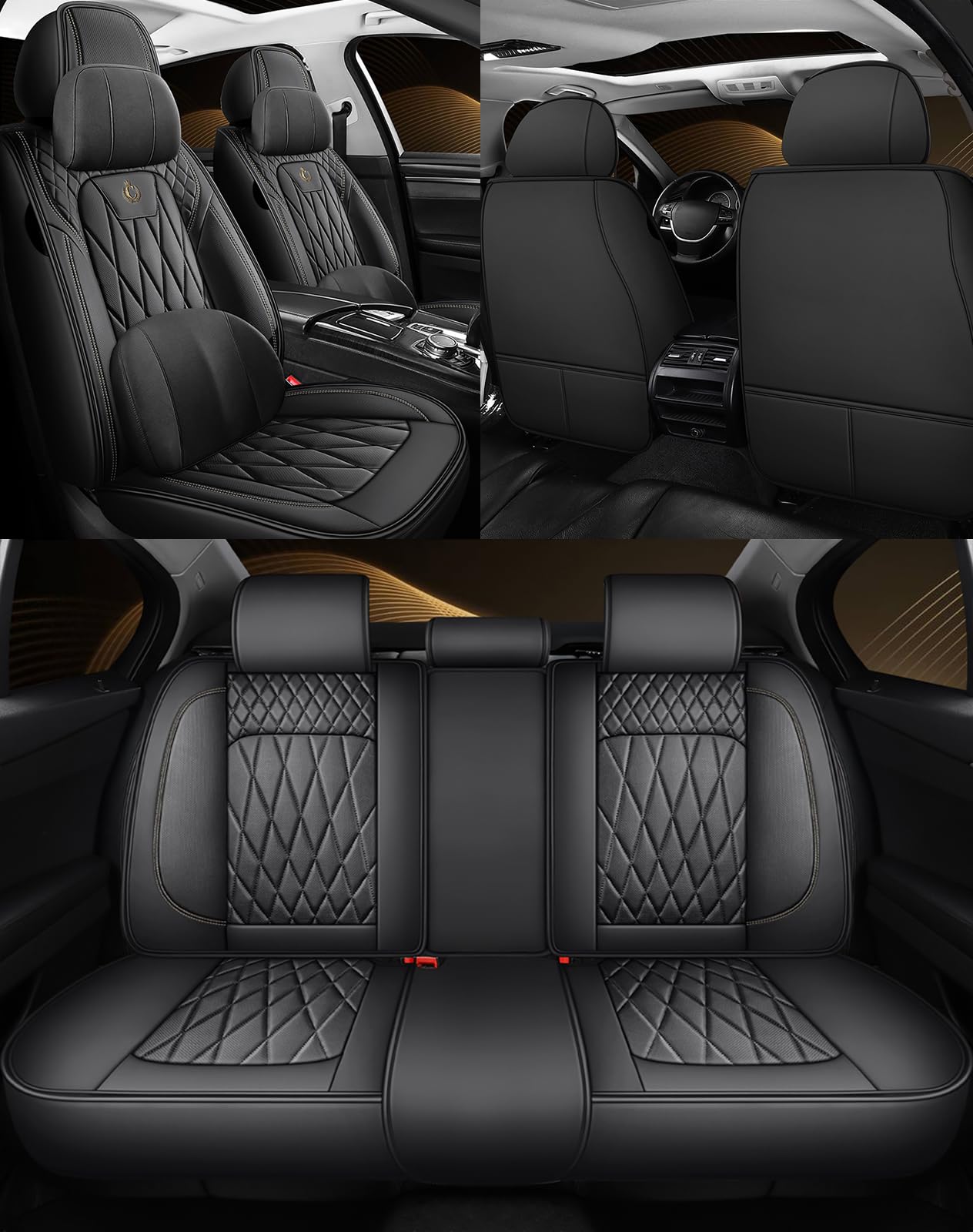 Coprisedili Auto in Pelle - Fodere Sedili Auto di Lusso Universali - Copri Sedili Impermeabili e Eleganti per Tutti i Veicoli