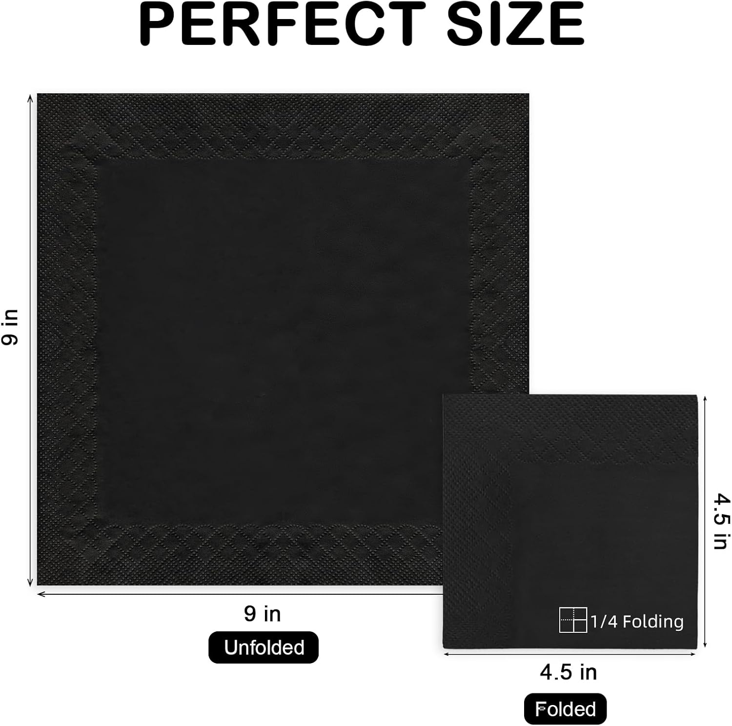 Black Cocktail Napkins - 800 Count Disposable Paper Napkins, 2-Ply 4.5 x 4.5 Inch Beverage Napkins Bulk for Dinner Wedding Bar Party and Everyday Use