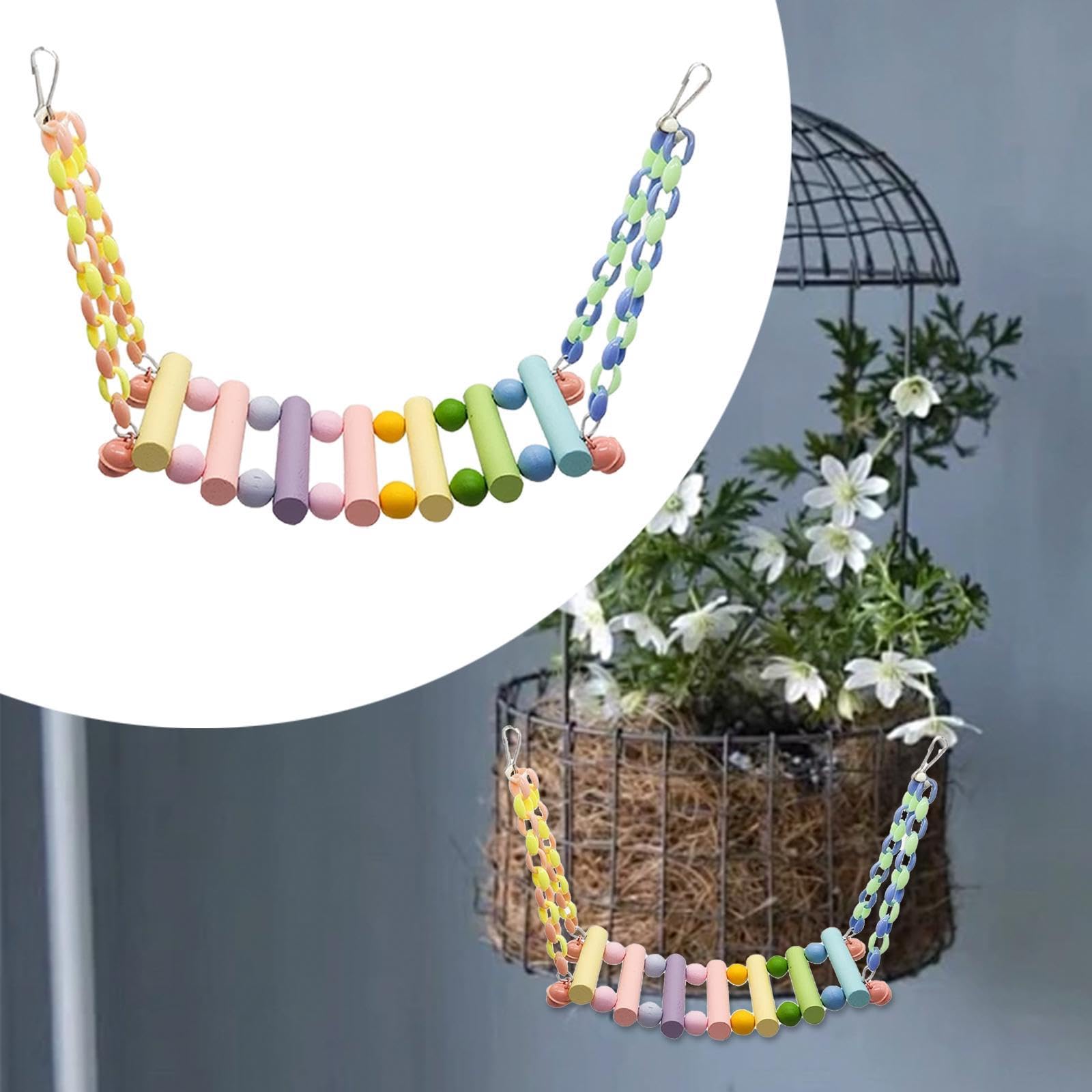 Generic Wooden Bird Toy Pet Cage Bridge Easy Installation Bird Climbing Stand Parrot Standing Rack for Cockatoo Budgie Parakeet Macaw