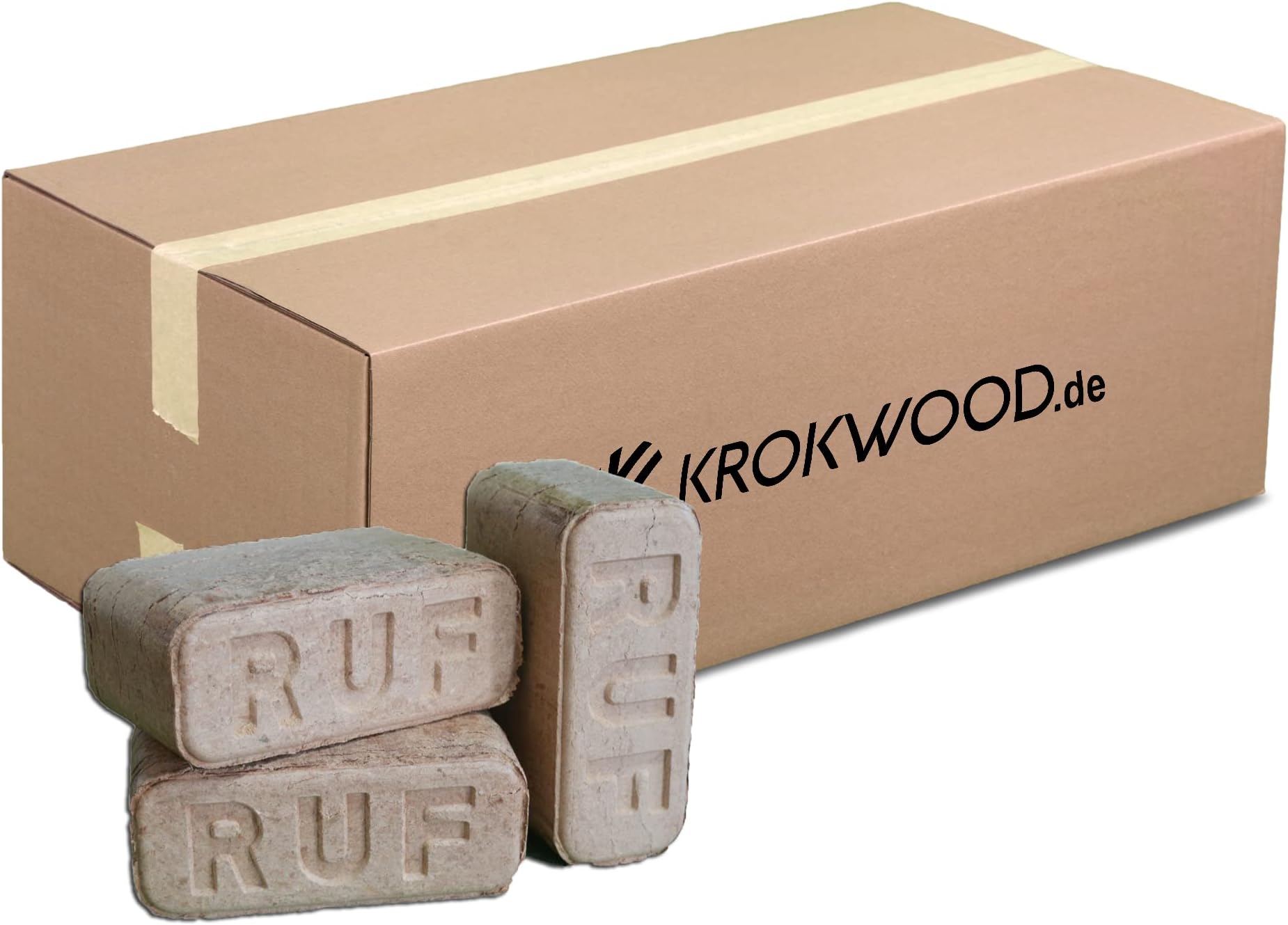 Krok Wood RUF Wooden Briquettes โ Natural Oak and Beech Sawdust Fuel, Slow Burn for Wood Burners, Boilers and Ovens (27 kg)