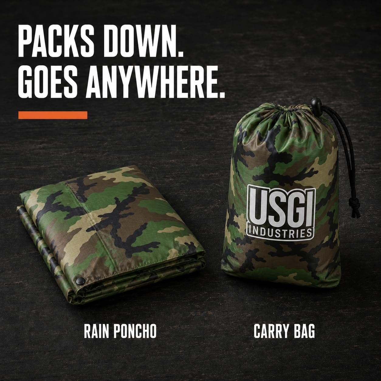 USGI Industries Military Style Rain Poncho, Waterproof Ripstop Camo image 5