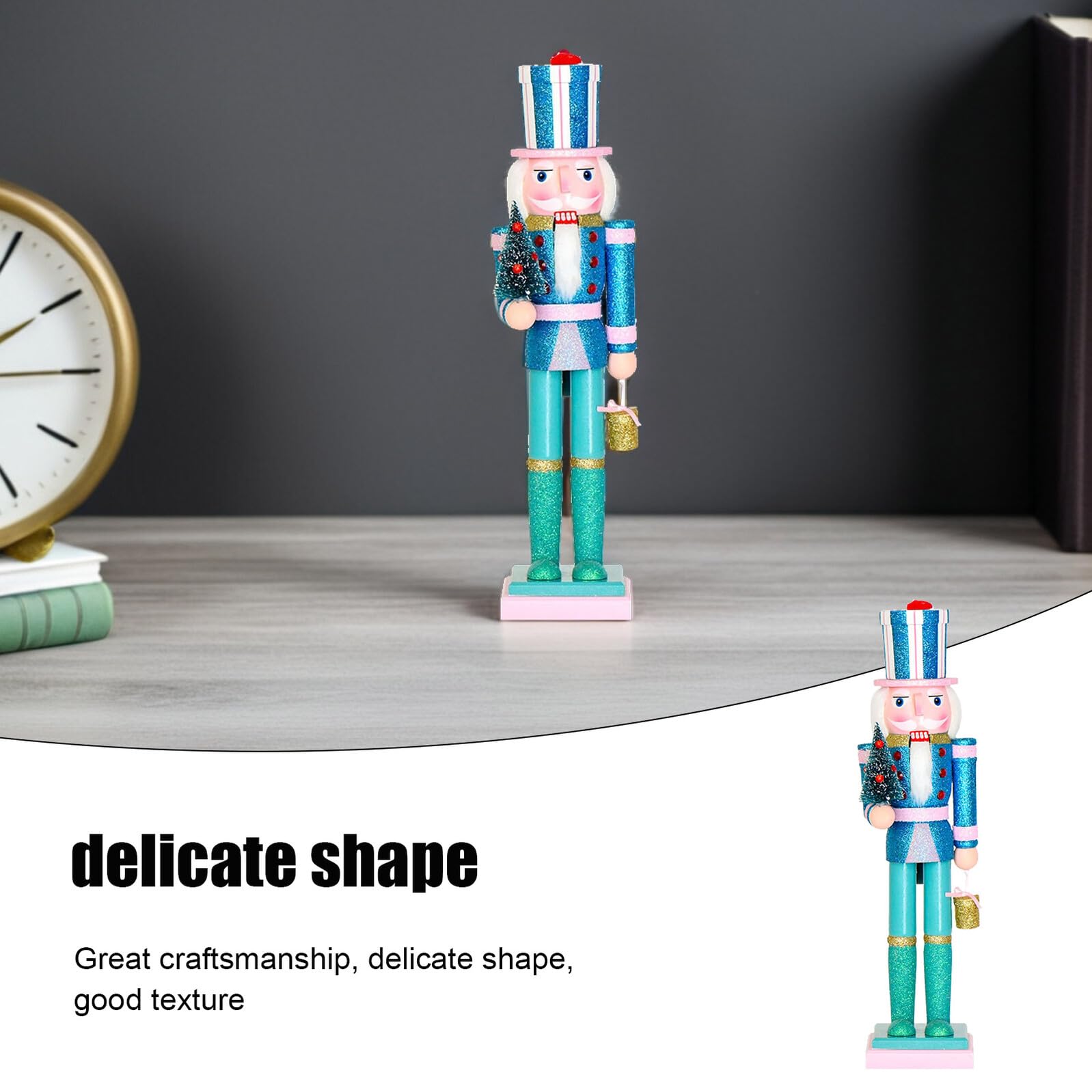 SHINEOFI Nussknacker Holzfigur für Weihnachtsdeko Traditioneller Nussknacker als Tischornament Stehende Nussknacker-Figur mit Handgeschnitzten Details Regaldekoration für Festliche