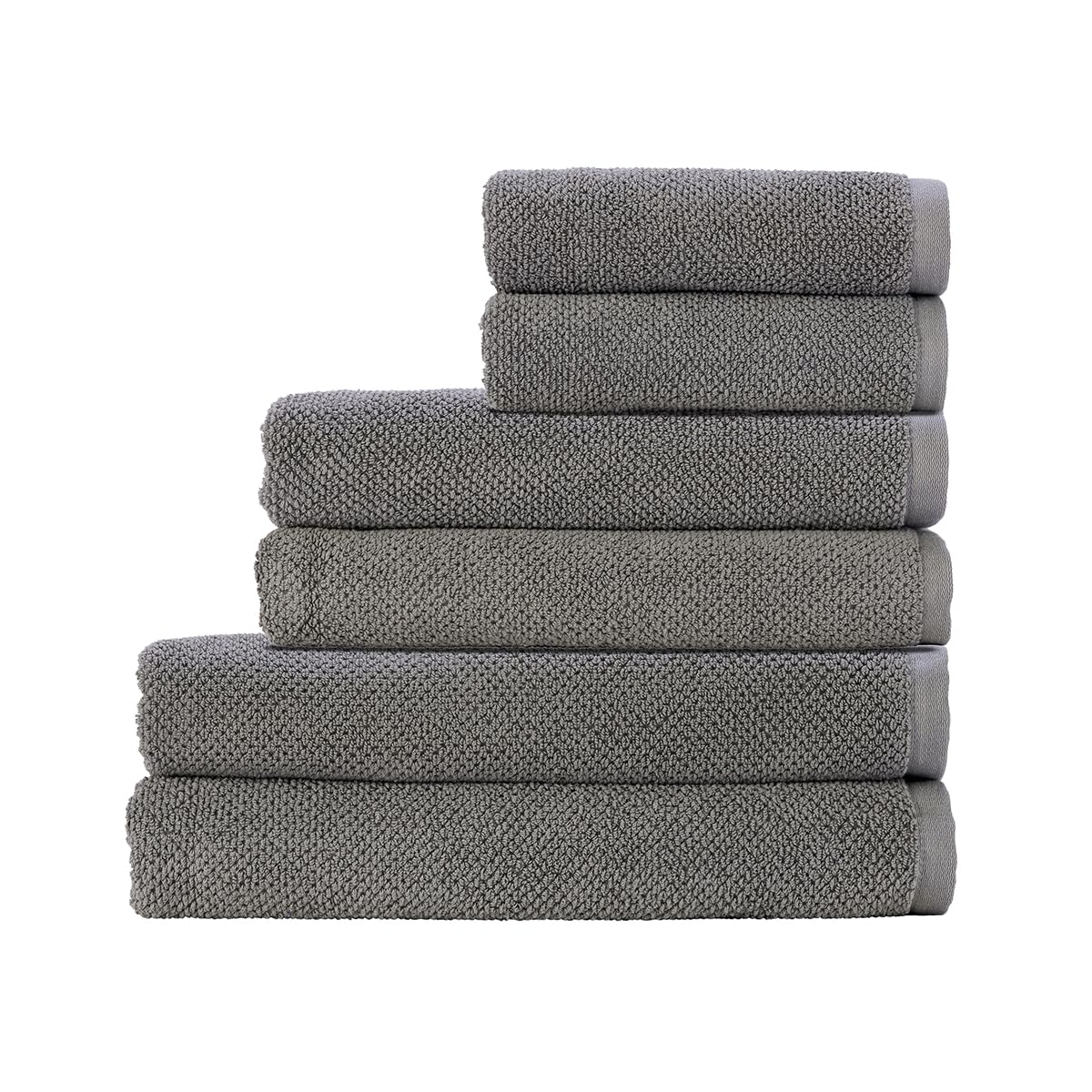 Christy Brixton Family Bathroom Towel Set | 2 Bath Sheets 2 Bath Towels 2 Hand Towels | Invigorating Textured Finish | Super Absorbent | 6 Piece Set | Titanium Grey — image 1
