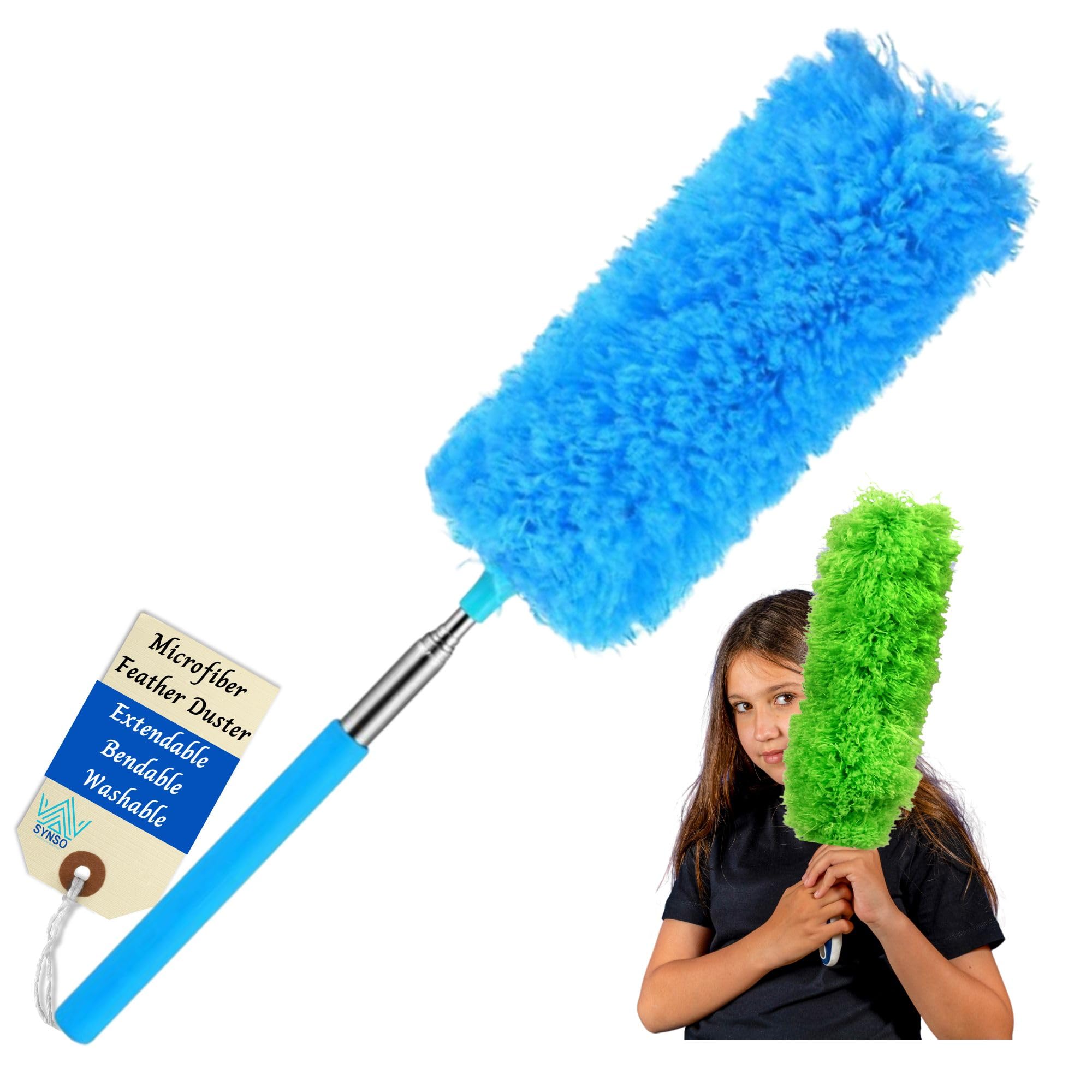 SynSo Microfiber Feather Duster | Extendable Hand Duster with Extendable Pole | Dusting Stick for Home Cleaning | Duster for Ceiling Fan with Long Handle (Small,Random Colors) (B09MP9LM5C) Amazon Price History, Amazon Price Tracker