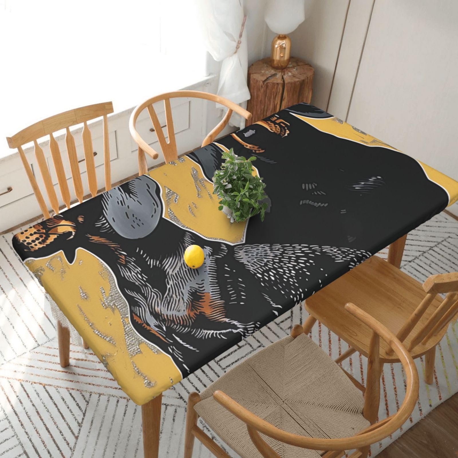 WPKJU Dachshund Printed Tablecloths 5ft Rectangular Table Covers Washable Polyester Decorative Table Cloth for Dining Table Picnic Wedding