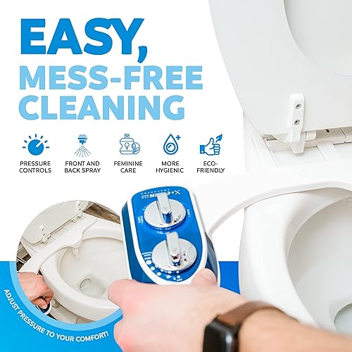 Miniatura 5 de X-Clean 250 Bidé de inodoro, accesorio de bidé para asiento de inodoro, rociador de bidé de doble boquilla para inodoro con perilla de presión de