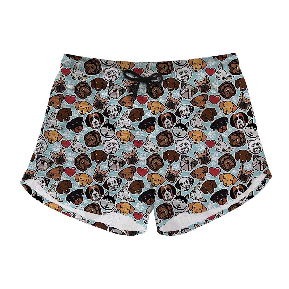 Women's Quick Dry Boardshort Cute Dog Pattern Bathing Suits Swimming Beach Surf Shorts L-image-23