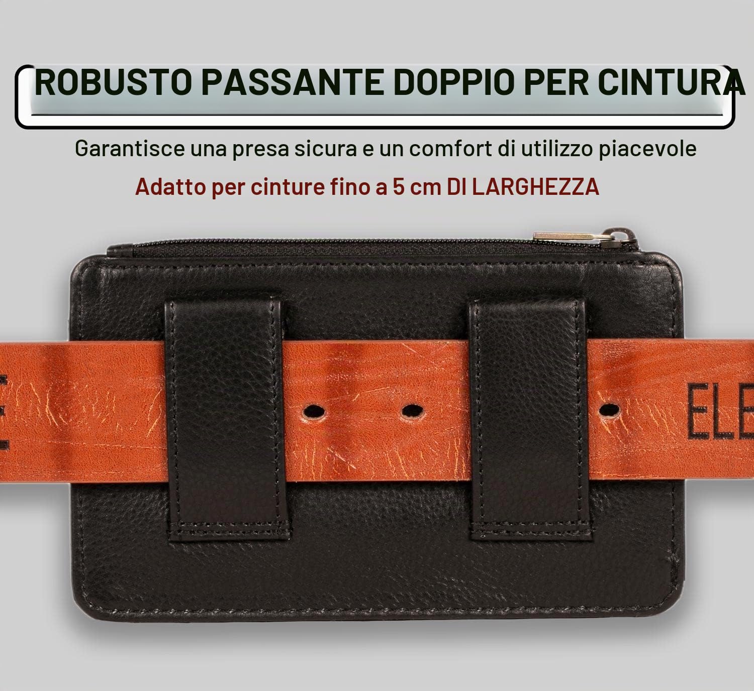 MATADOR #BRISBANE Custodia Cellulare 2in1 Pelle Nero Nappa Velcro | Tasca con Zip, Nobile Confezione Regalo e RFID, Elegante Portacellulare per Smartphone fino a 6,1 Pollici