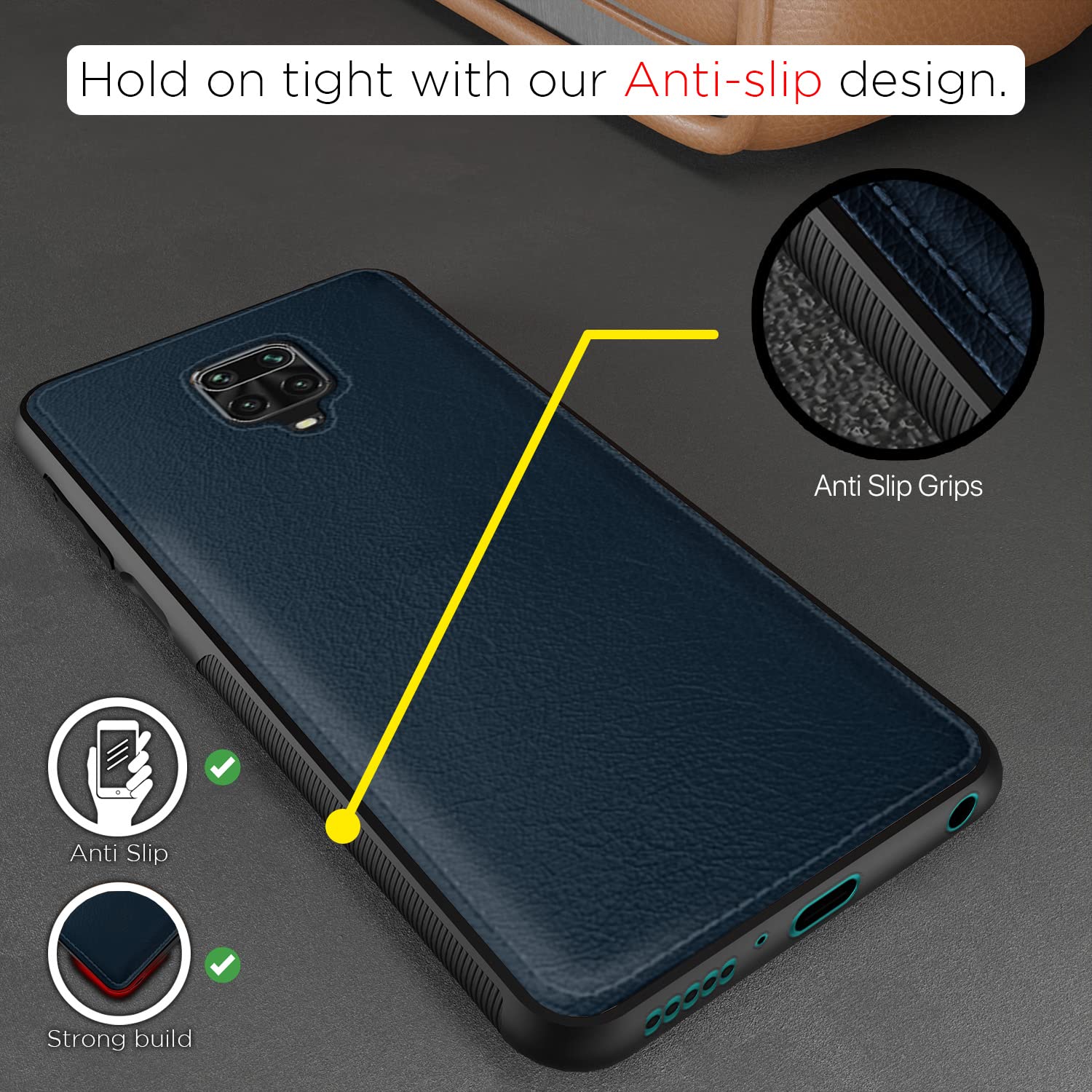 Pikkme Redmi Note 9 Pro/Note 9 Pro Max/Poco M2 Pro/Redmi Note 10 Lite Back Cover | Flexible Pu Leather | Full Camera Protection | Raised Edges | Super Soft-Touch | Bumper Case (Blue)