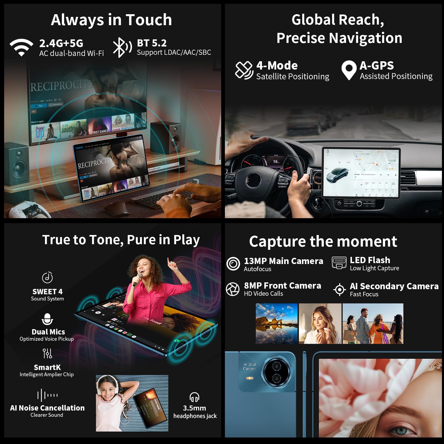 TECLAST T70 Tablet 14 Pollici Helio G99 Gaming Tablets, 2.2GHz Octa-Core, 20GB RAM+256GB ROM(TF 8TB), 10000mAh/18W, Dual SIM 4G LTE+5G WiFi, Android Tablet con Custodia+Penna, Widevine L1/GPS/13MP/OTG