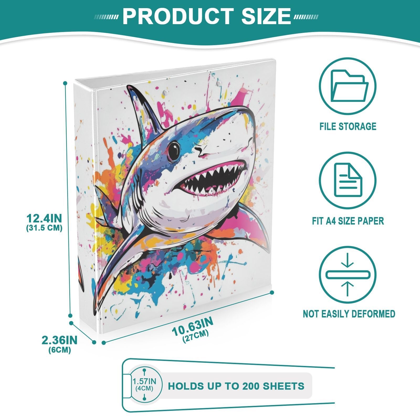 Raccoglitori da 1 e mezzo pollice per la scuola Cartoon Cute Graffiti Blue Shark