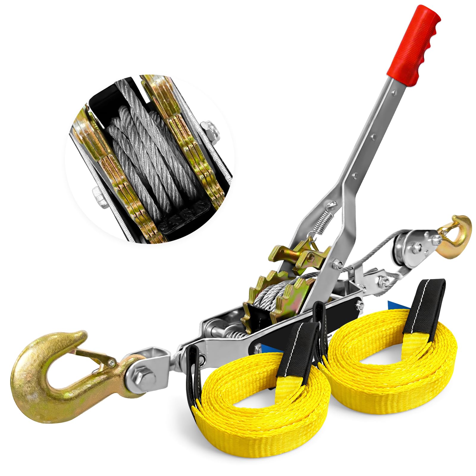 SENKEYFE Come Along Winch - 7FT 2T Heavy Duty Puller -7