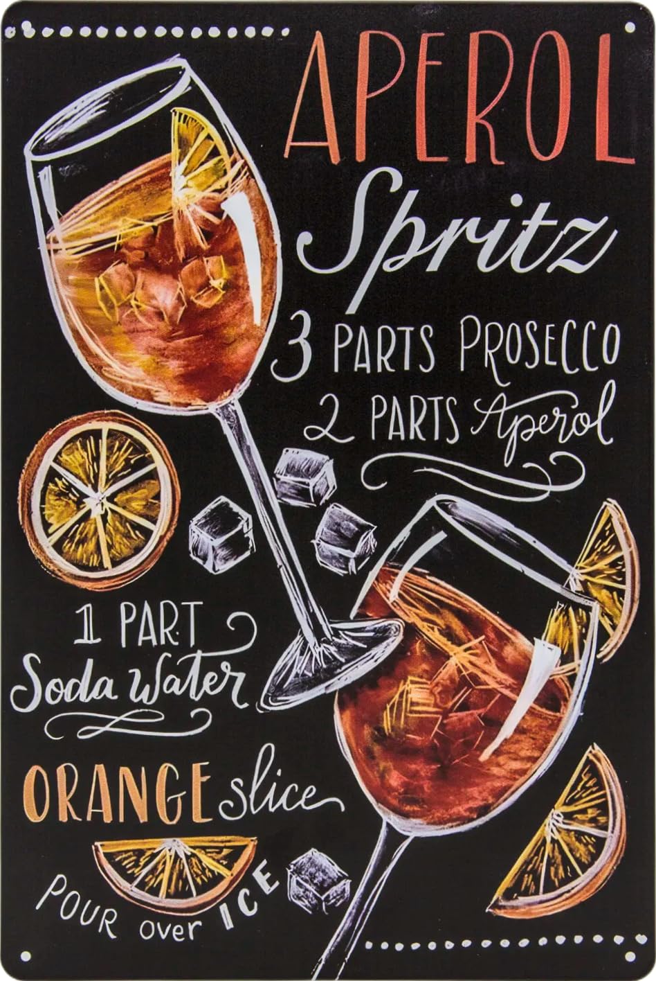 Luckylinde Landscape 30 X 20 Cm Retro Tin Sign, Bar Sign, Cocktail Recipe, Summer Feeling - Aperol Spritz - Prosecco