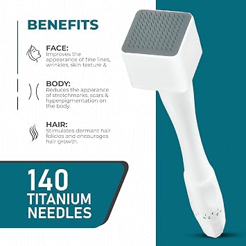 Adjustable Microneedling Derma Stamp - 140 Titanium Pins Professional Microneedle Dermapen for Hair, Beard Growth, Face, Body - MRS-N & DRS-N (MRS)