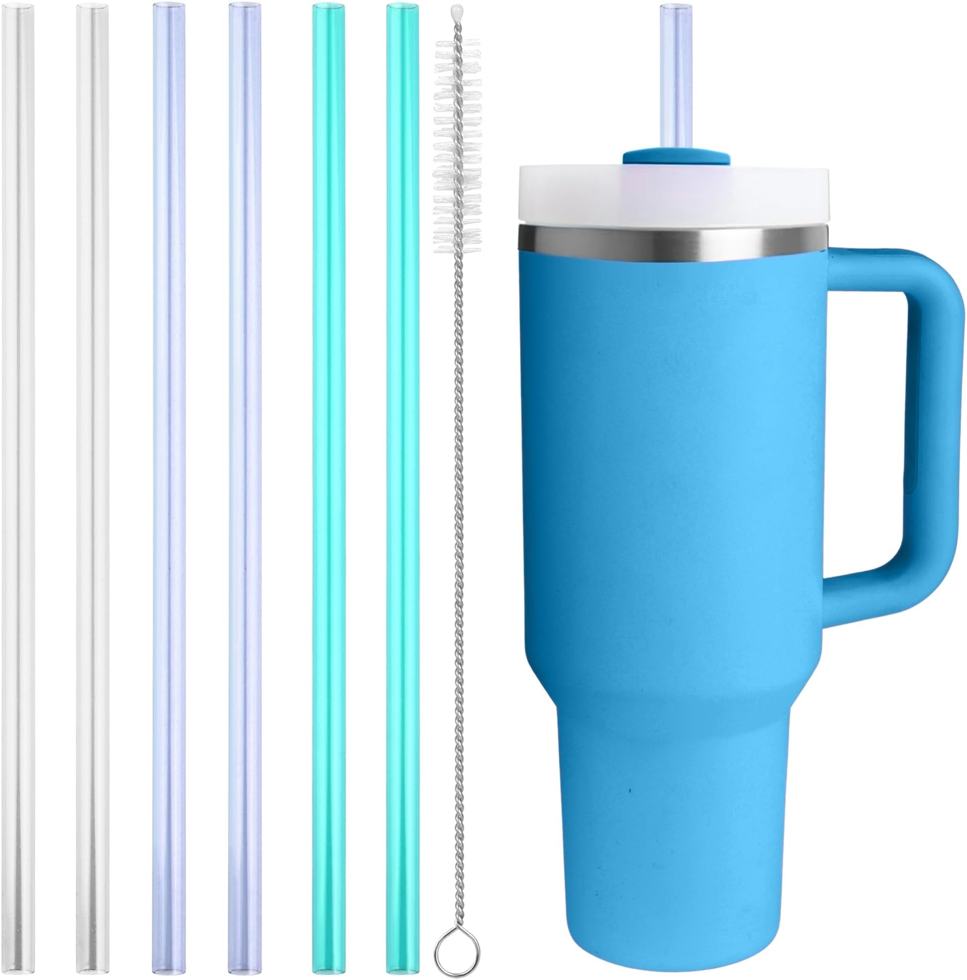6Pack Replacement Straws for Stanley 40 oz 30 oz Tumblers, Reusable Tritan Straws with Cleaning Brush for Stanley Cup Accessorie