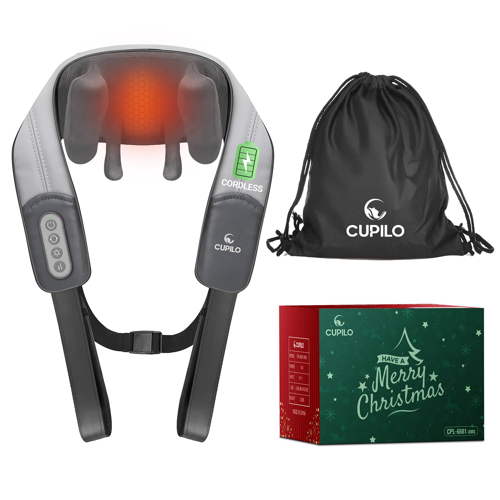 Shiatsu Neck Massager with Heat - Ideal Gifts for Parents Friends Cordless Neck Massage for Pain Relief,Upgarded Kneading Massager for Muscle Relaxation