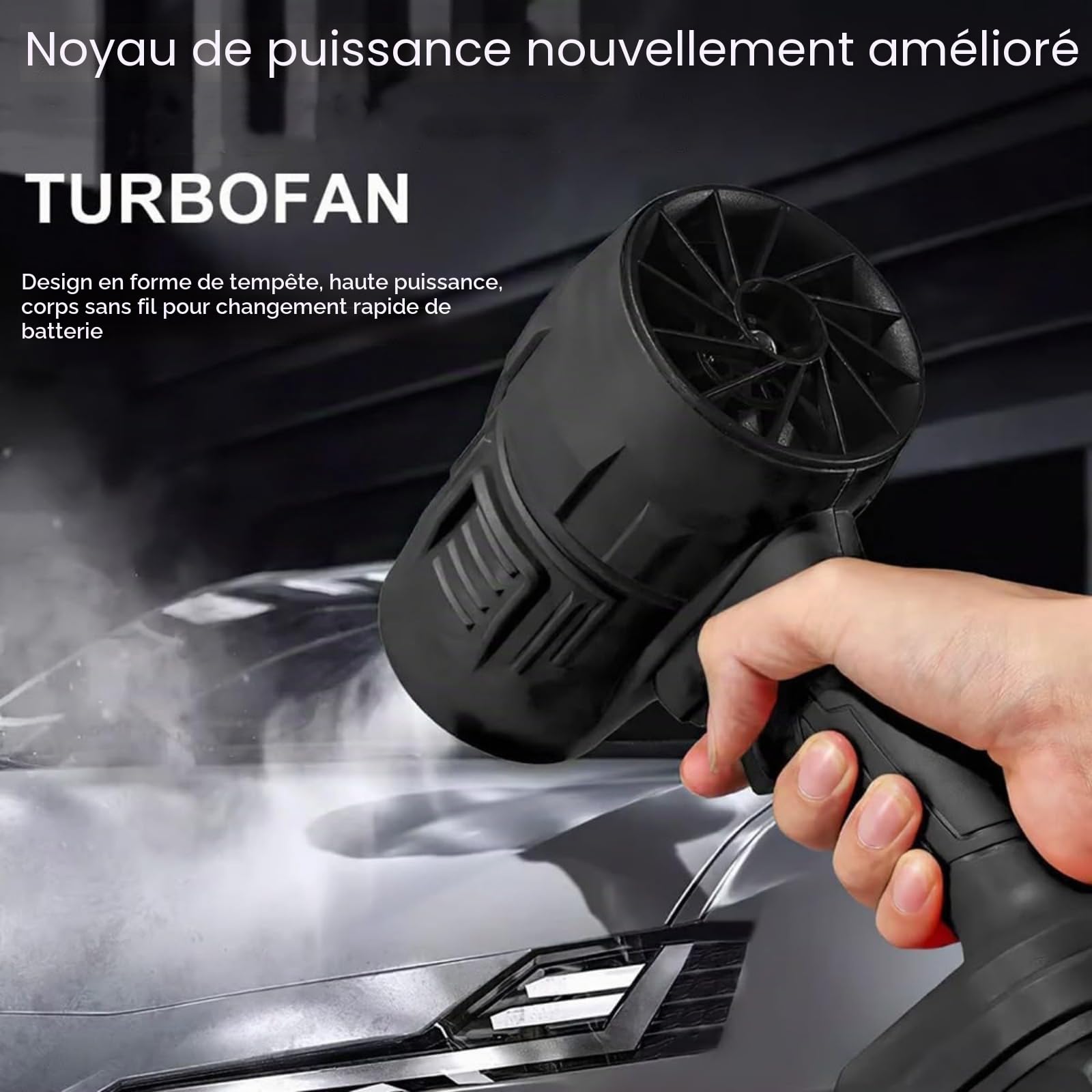 Seese Pro Souffleur de feuilles sans fil, turbo-jet léger, super puissant, portable pour extérieur pour nettoyage de cour/terrasse/voiture (noir)