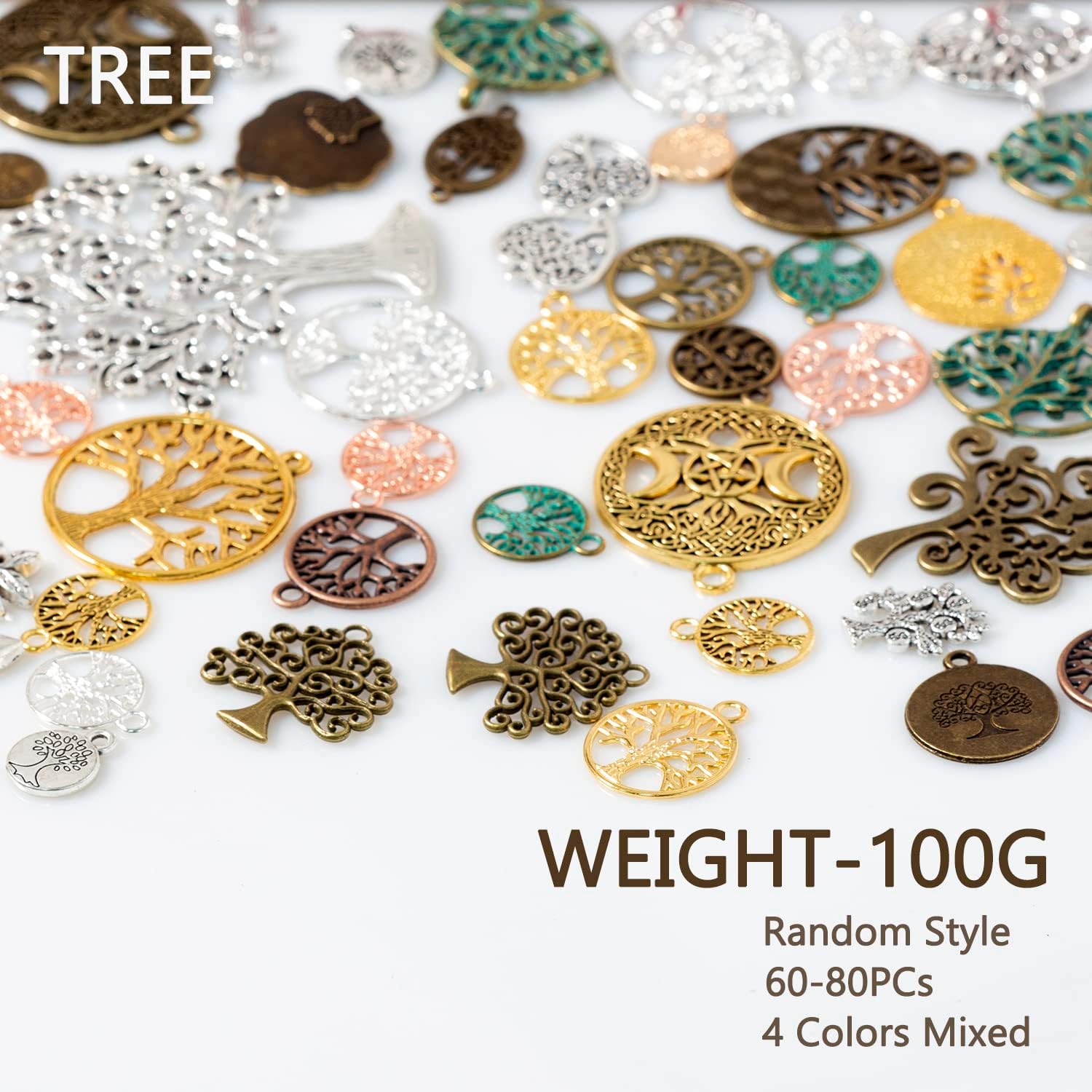 stino 100 G Mixed Style Metal Charms for Jewelry Making, Bulk Silver & Gold Plated, for Bracelet, Necklace, Earrings DIY Crafts - Image 3