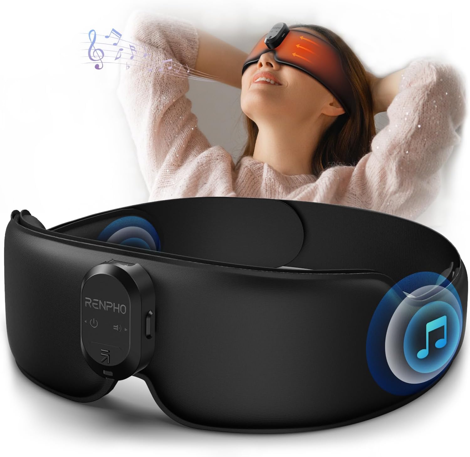 RENPHO Heated Sleep Mask with Bluetooth Headphone,3D