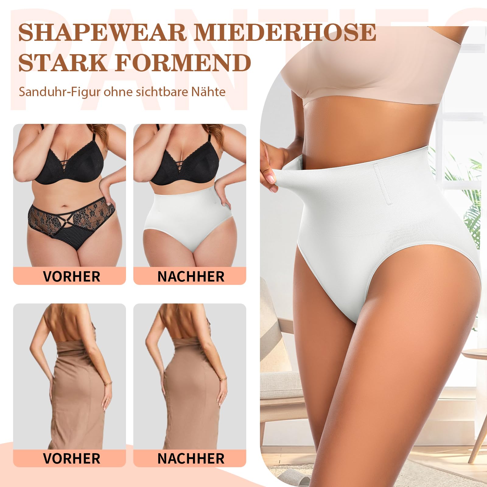 Werena Bauchweg Unterhose Damen Shapewear Miederhose Hohe Taille Stark Formend Body Shaper Miederslip Nahtlose Figurformende Unterwäsche & Bauch Weg Slips Shaping Hose