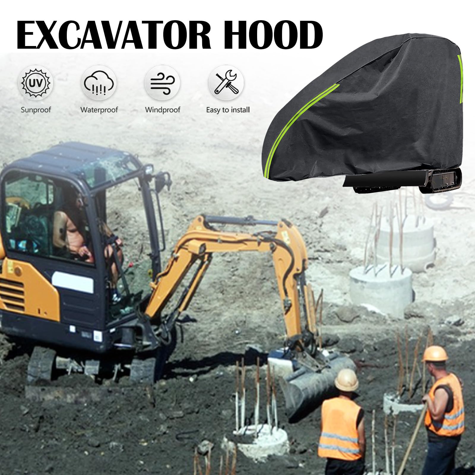 Cubierta de Excavadora, Cubierta 420D para Miniexcavadora 800-1600 kg, Lona Impermeable Y Transpirable para Excavadora, Cubierta de Miniexcavadora contra La Lluvia, La Nieve, El Viento