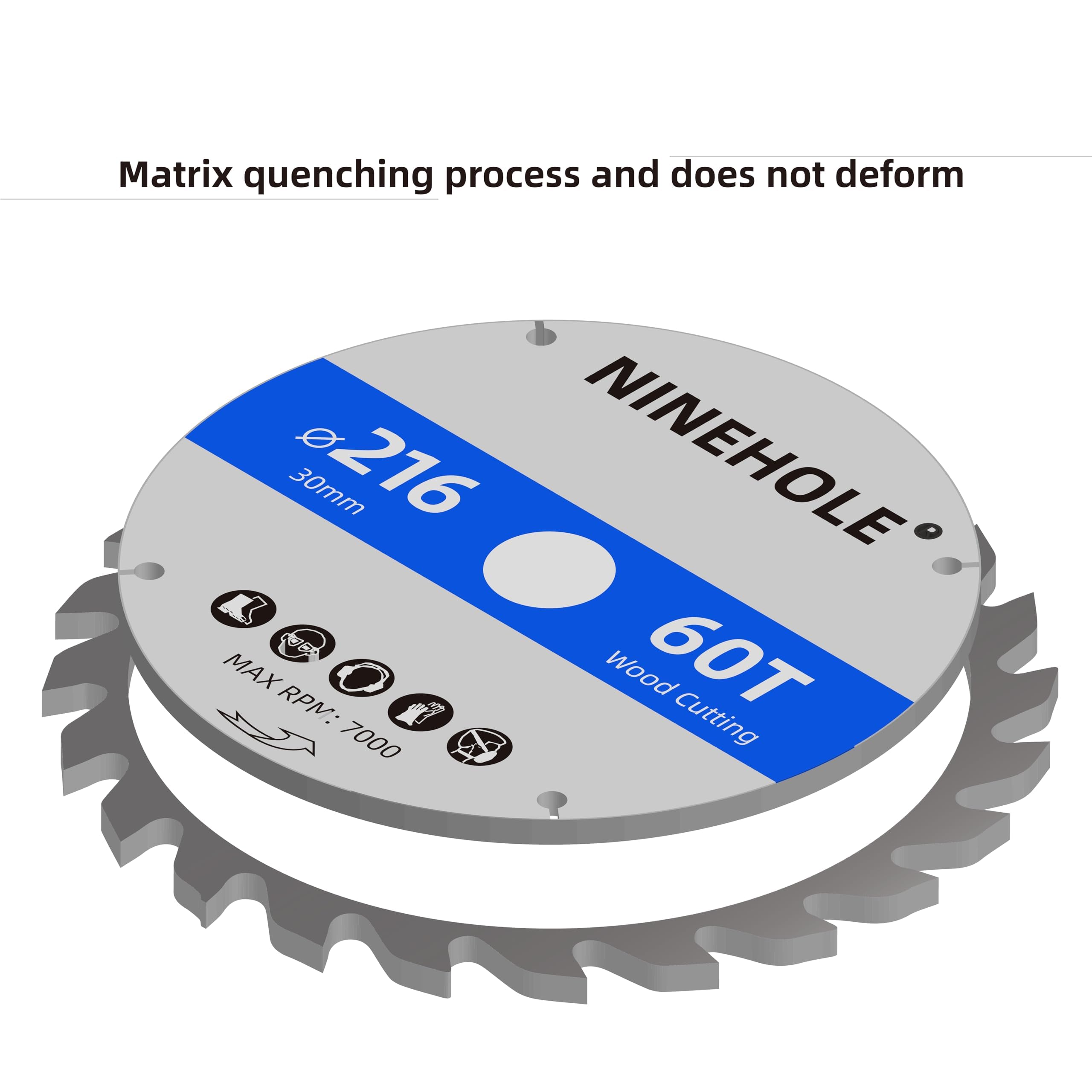 Lot de 2 Lame de Scie Circulaire 216 x 30 mm (anneau 25mm 20mm Et 16mm), 60 dents Coupes propres, Disque à Tronçonner pour Bois, Sèche, Stratifié, Cloison, Contreplaqué, Plastique