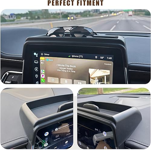 Miniatura 2 de Muslogy Caja de Almacenamiento para Tablero Compatible con GMC Yukon Chevy Tahoe Suburban 2021 2022 2023 2024 Accesorios Inserto Detrás de Pantalla