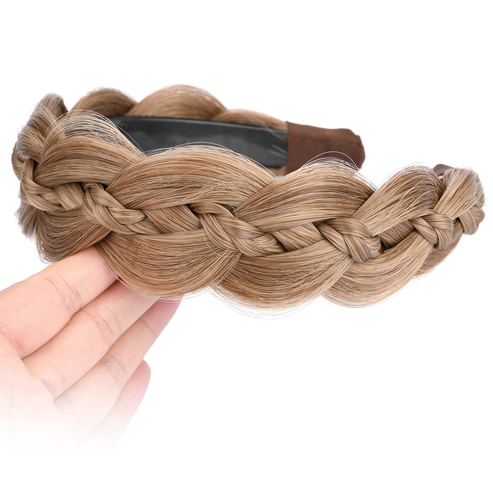Bobiya Plaited Headband with Tooth Braid and Wide Hairband (Dirty Blonde, One Size) - Image 2
