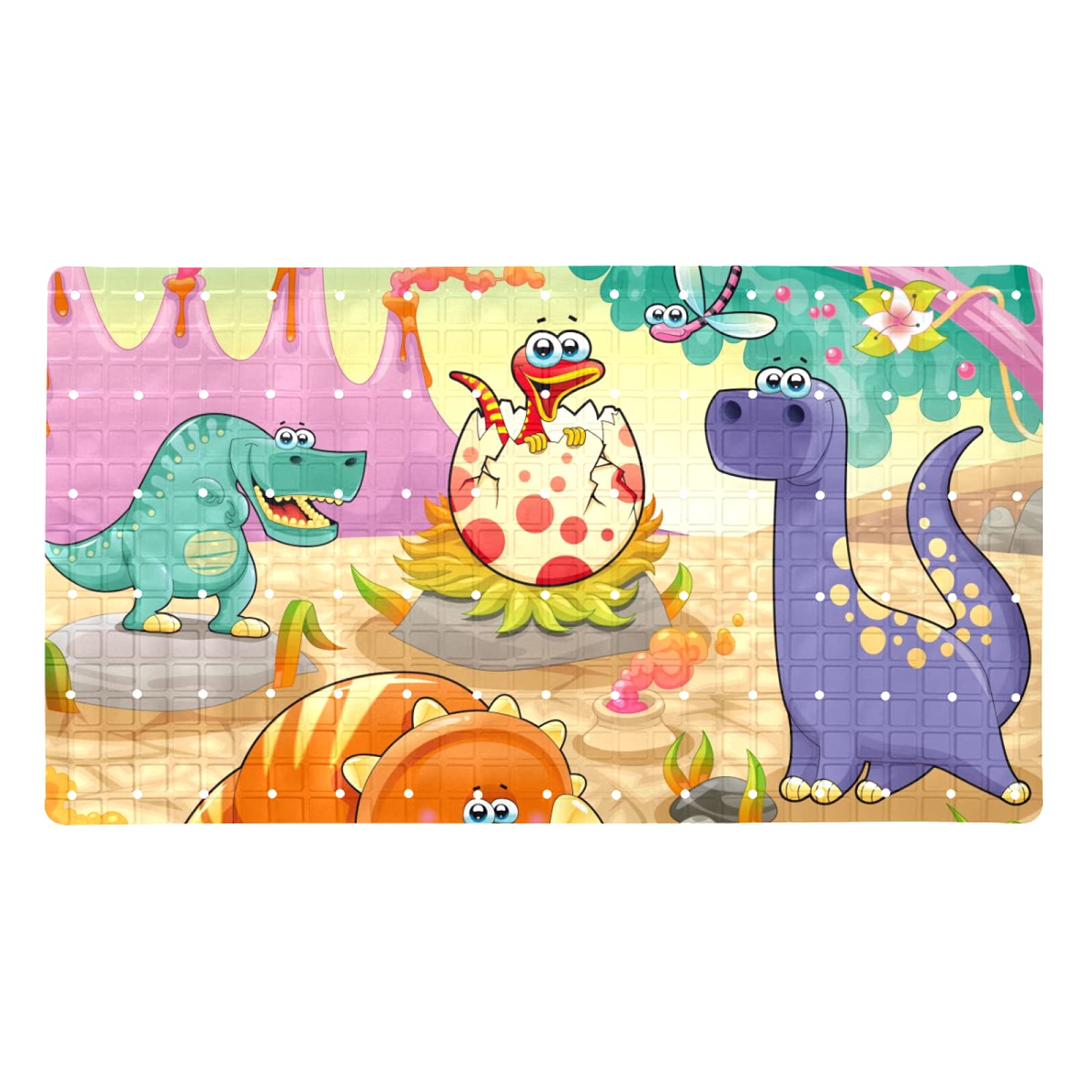 Alfombrilla de ducha de dinosaurios infantil antideslizante con ventosas de PVC para baño