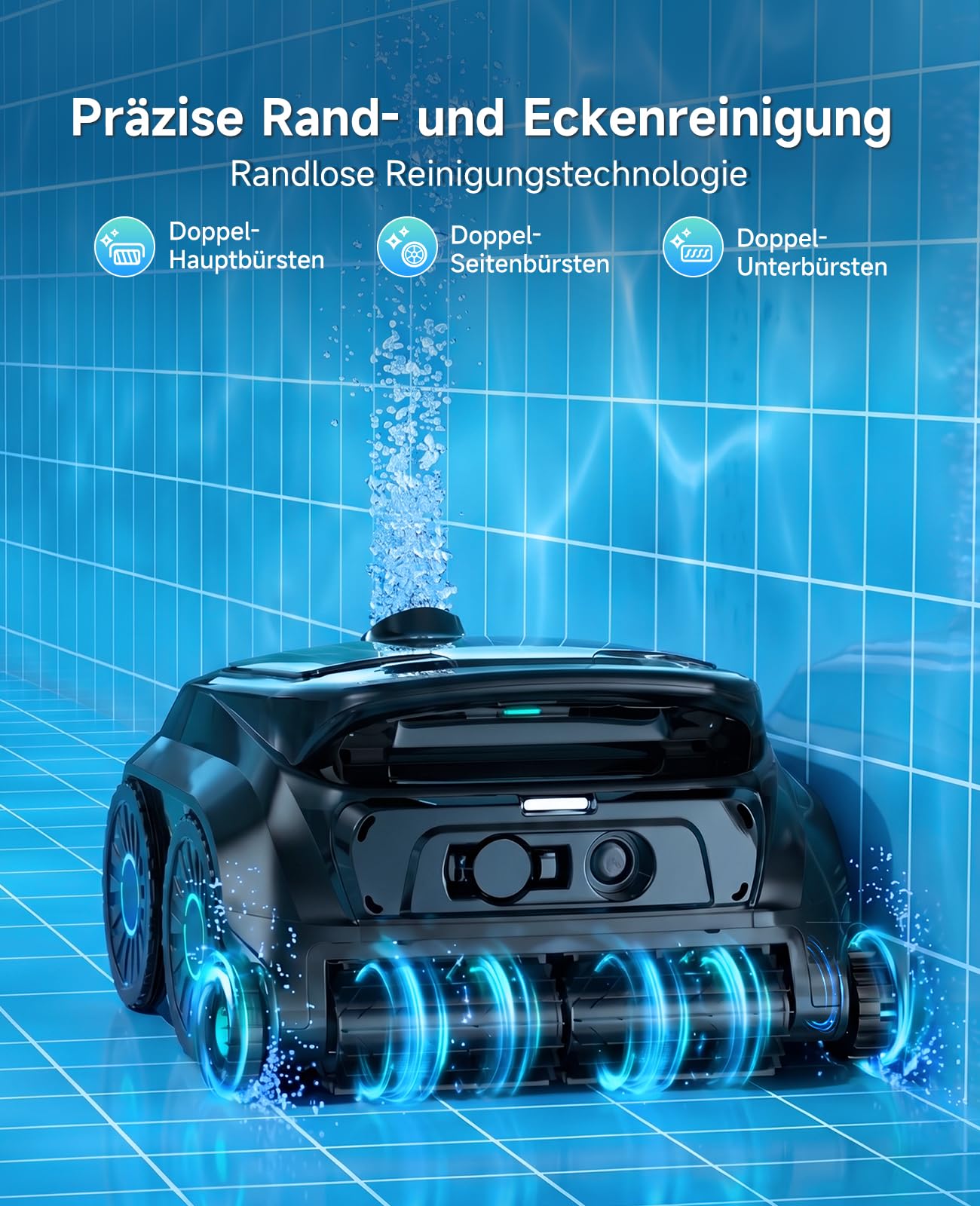 WYBOT OS600 Poolroboter Akku Wand und Boden, Wasserlinie, 5 Modi, 120 Min