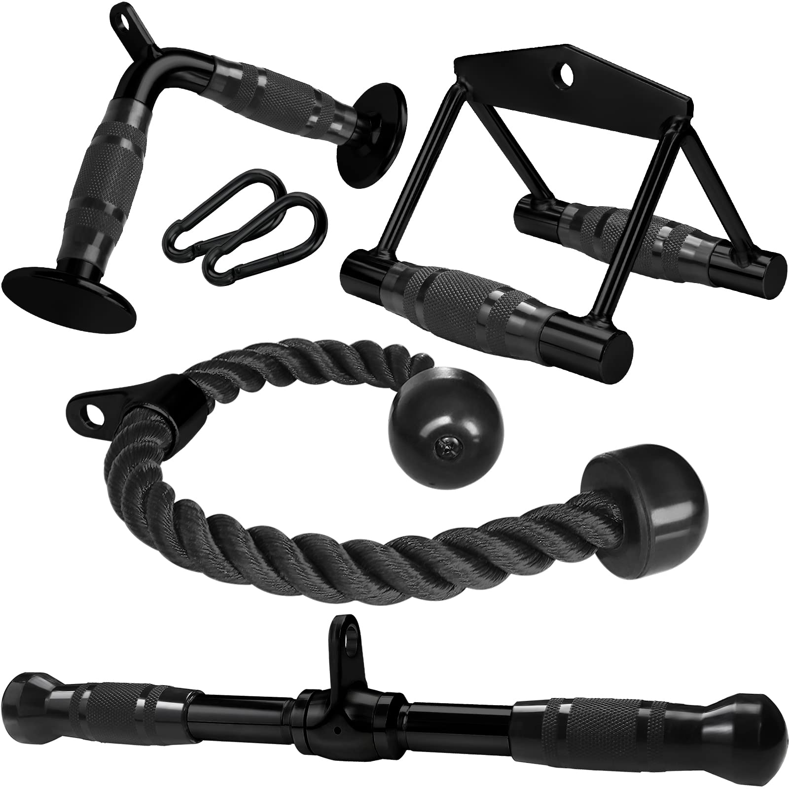 A2ZCARECable Machine Accessories, Cable Machine Attachment for Weight Lifting, LAT Pull Down Attachment. Multi-Option: Double D Handle, V-Shaped Bar, Tricep Rope, Rotating Straight Bar